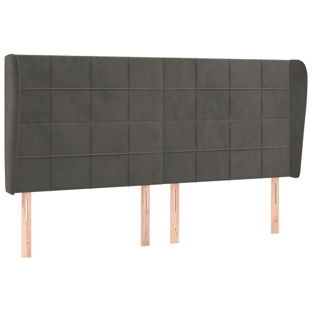 Κεφαλάρι με Πτερύγια Σκούρο Γκρι 183x23x118/128 εκ. Βελούδινο