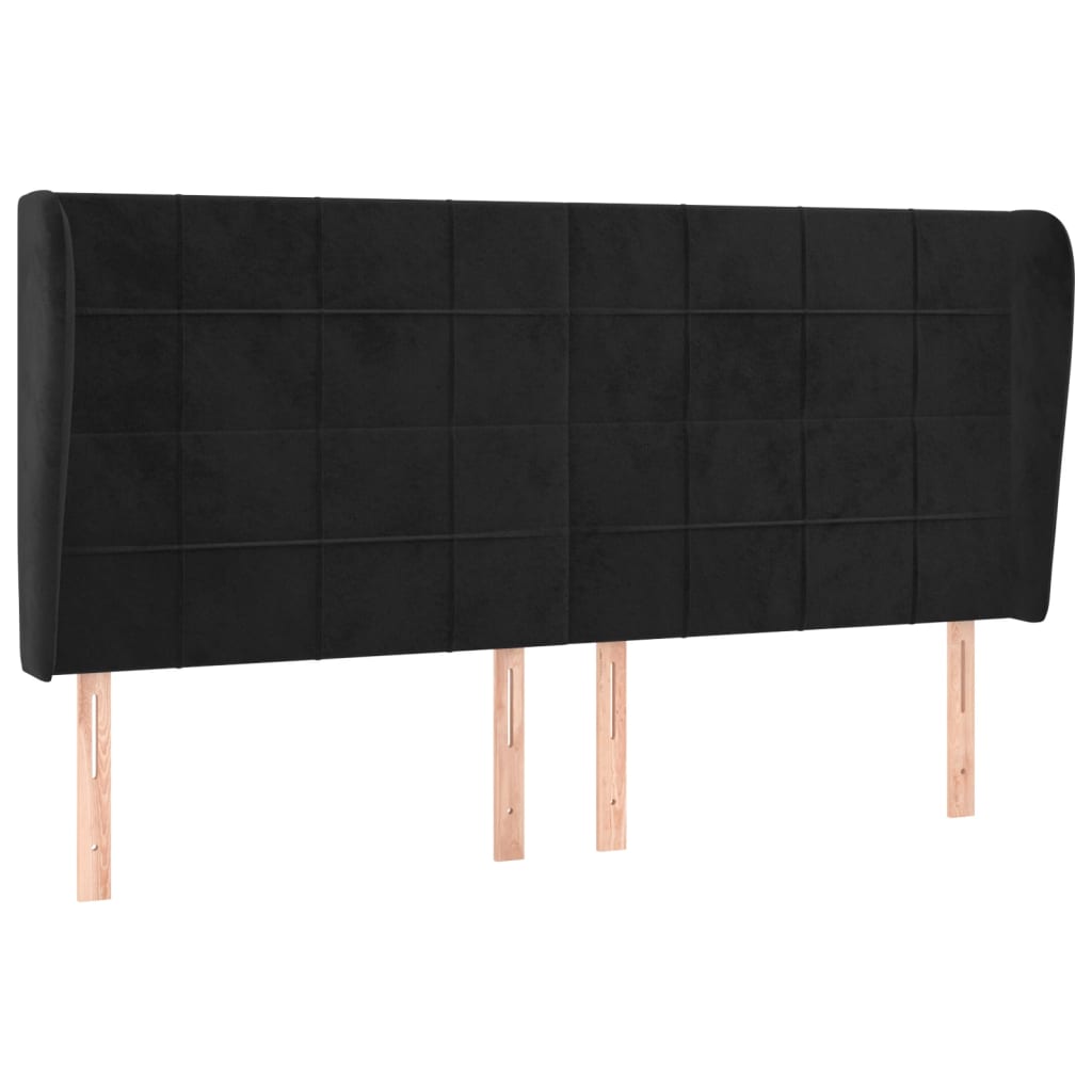 Κεφαλάρι με Πτερύγια Μαύρο 183x23x118/128 εκ. Βελούδινο