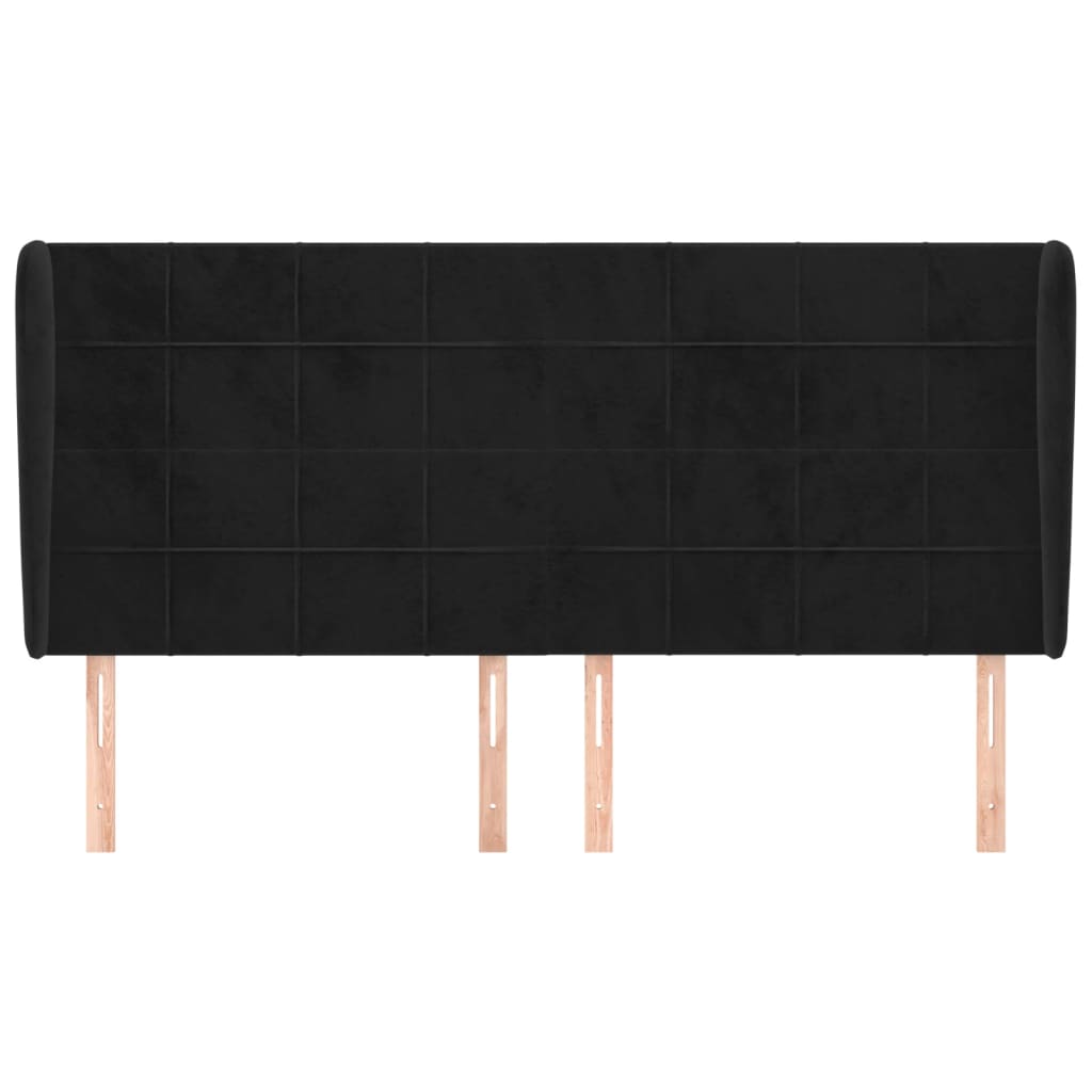 Κεφαλάρι με Πτερύγια Μαύρο 183x23x118/128 εκ. Βελούδινο