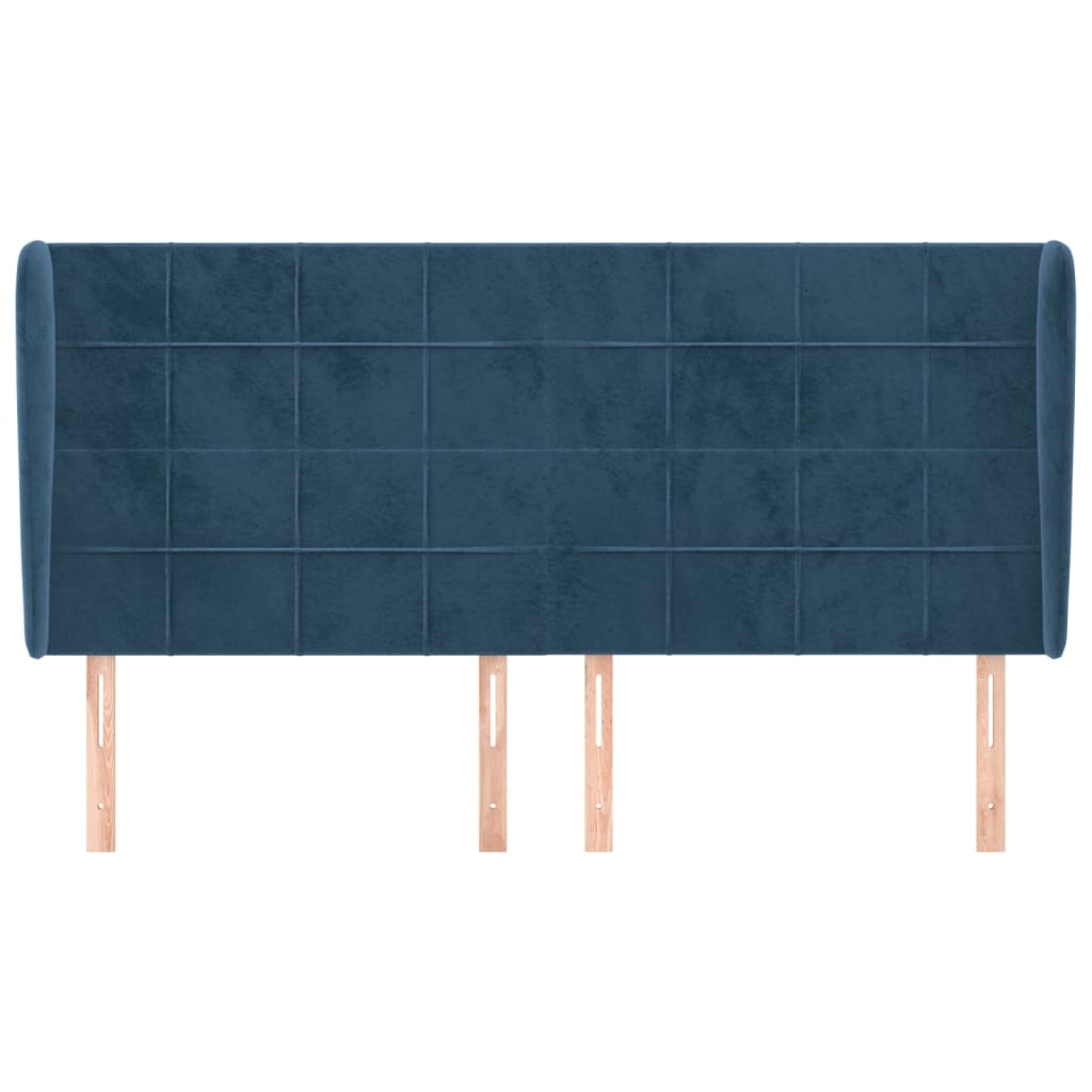 Κεφαλάρι με Πτερύγια Σκούρο Μπλε 183x23x118/128 εκ. Βελούδινο