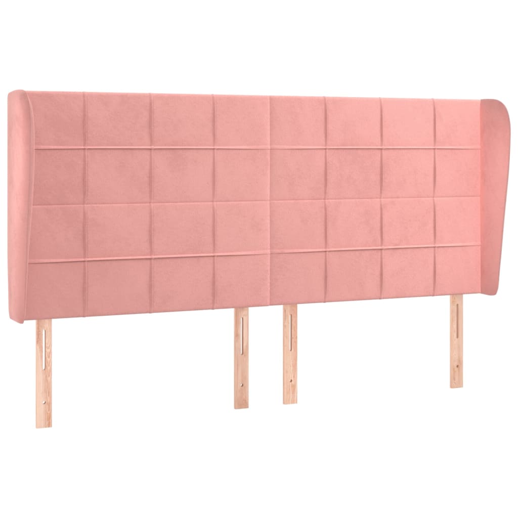 Κεφαλάρι με Πτερύγια Ροζ 183x23x118/128 εκ. Βελούδινο