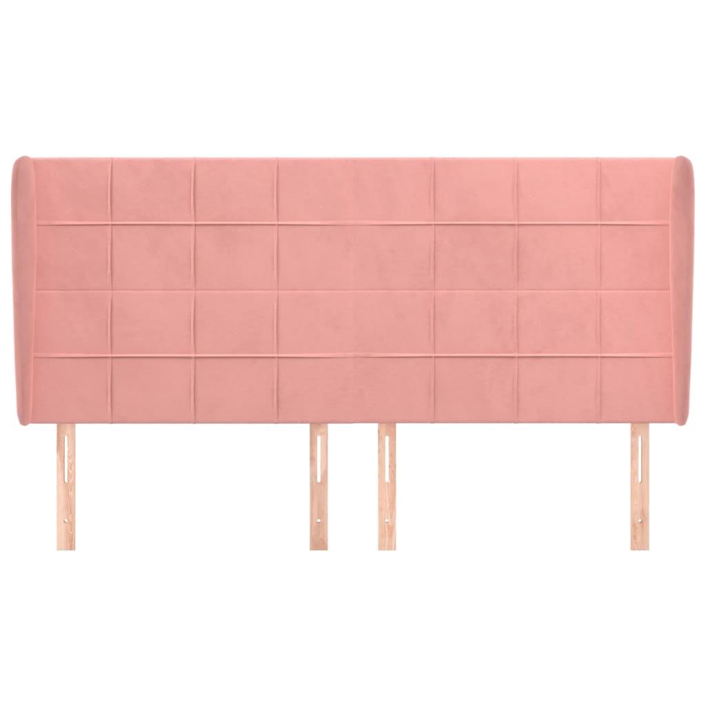 Κεφαλάρι με Πτερύγια Ροζ 183x23x118/128 εκ. Βελούδινο