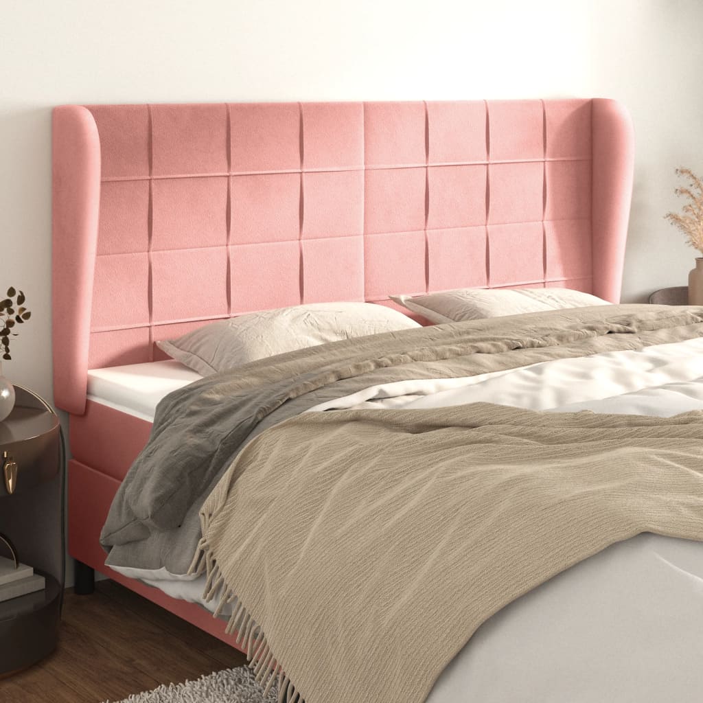 Κεφαλάρι με Πτερύγια Ροζ 183x23x118/128 εκ. Βελούδινο