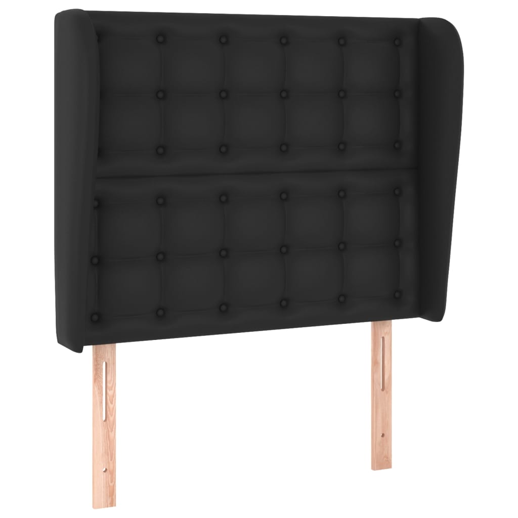 Κεφαλάρι με Πτερύγια Μαύρο 93 x 23 x 118/128 εκ.Συνθετικό Δέρμα