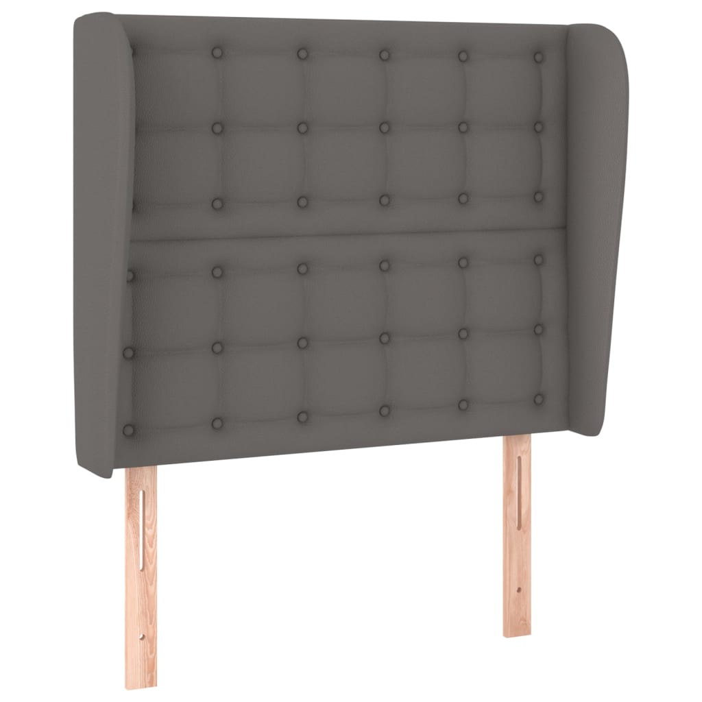 Κεφαλάρι με Πτερύγια Γκρι 93x23x118/128 εκ. Συνθετικό Δέρμα