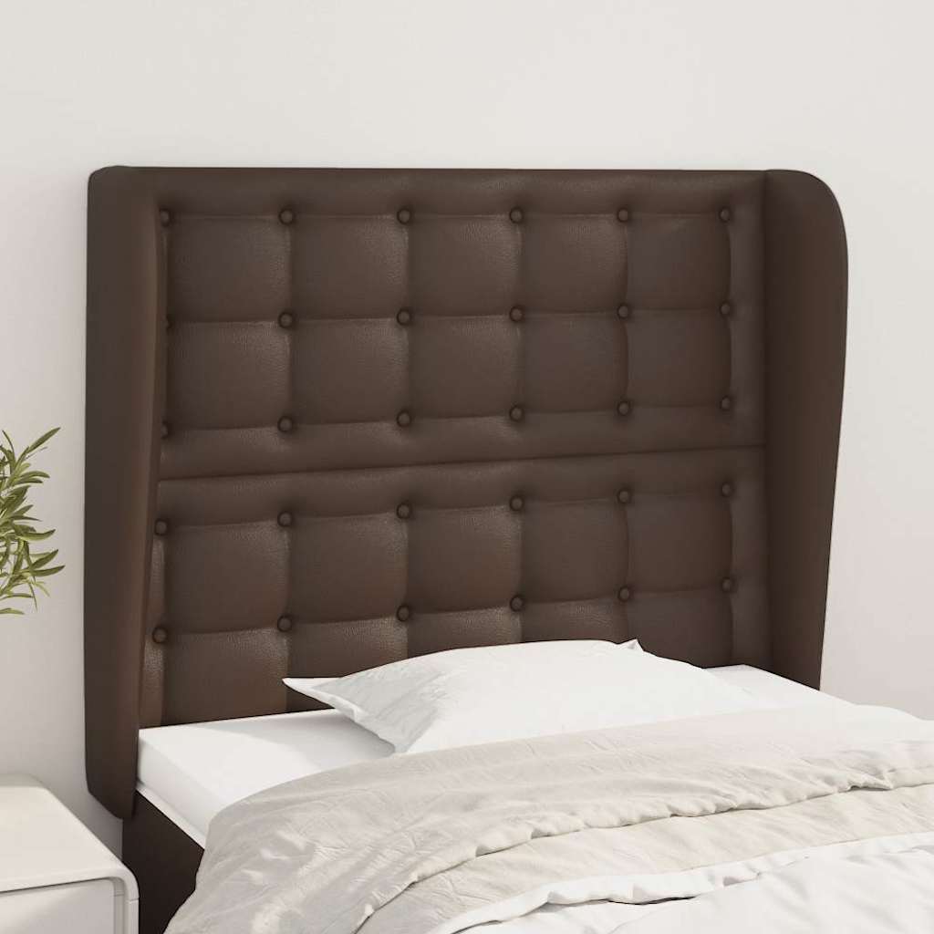Κεφαλάρι με Πτερύγια Καφέ 103x23x118/128 εκ. Συνθετικό Δέρμα
