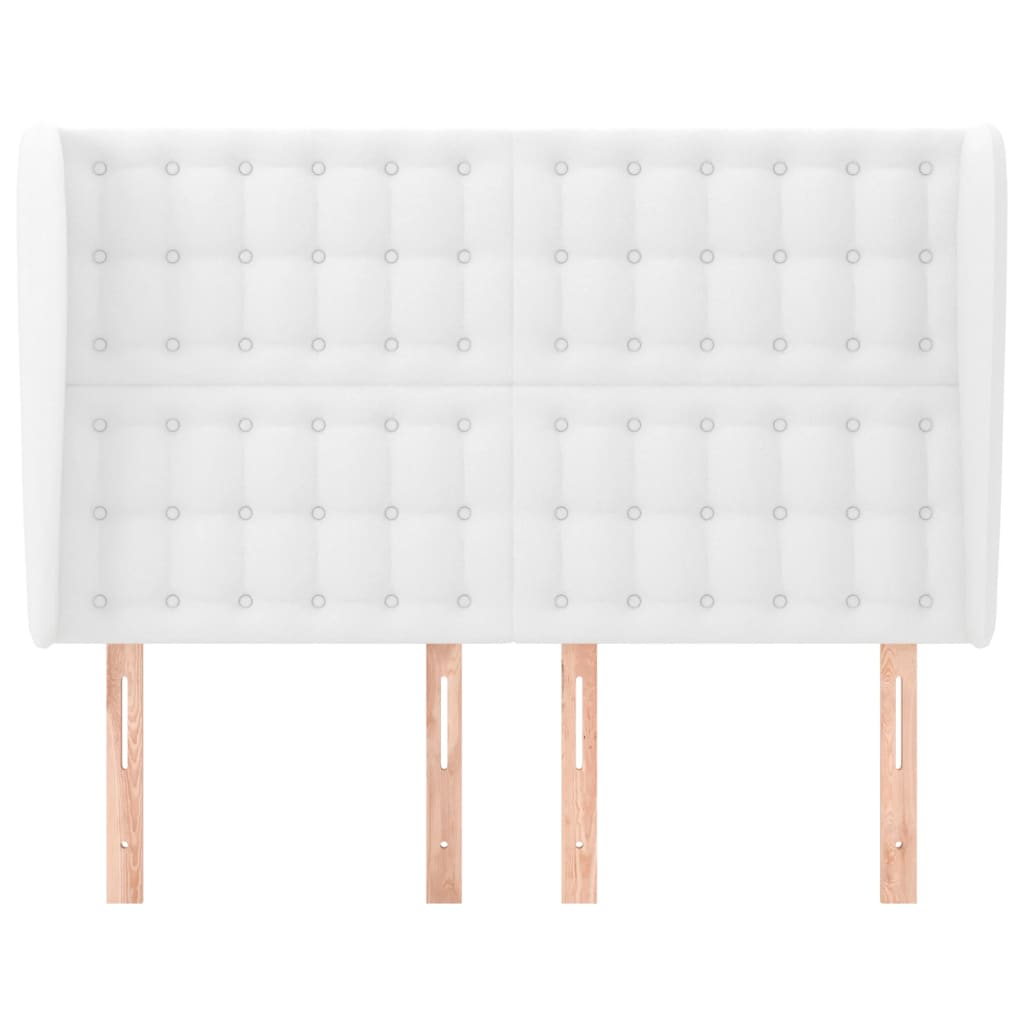 Κεφαλάρι με Πτερύγια Λευκό 147x23x118/128 εκ. Συνθετικό Δέρμα - Pakobazaar