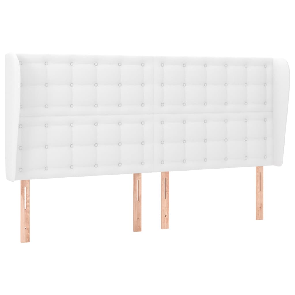 Κεφαλάρι με Πτερύγια Λευκό 163x23x118/128 εκ. Συνθετικό Δέρμα