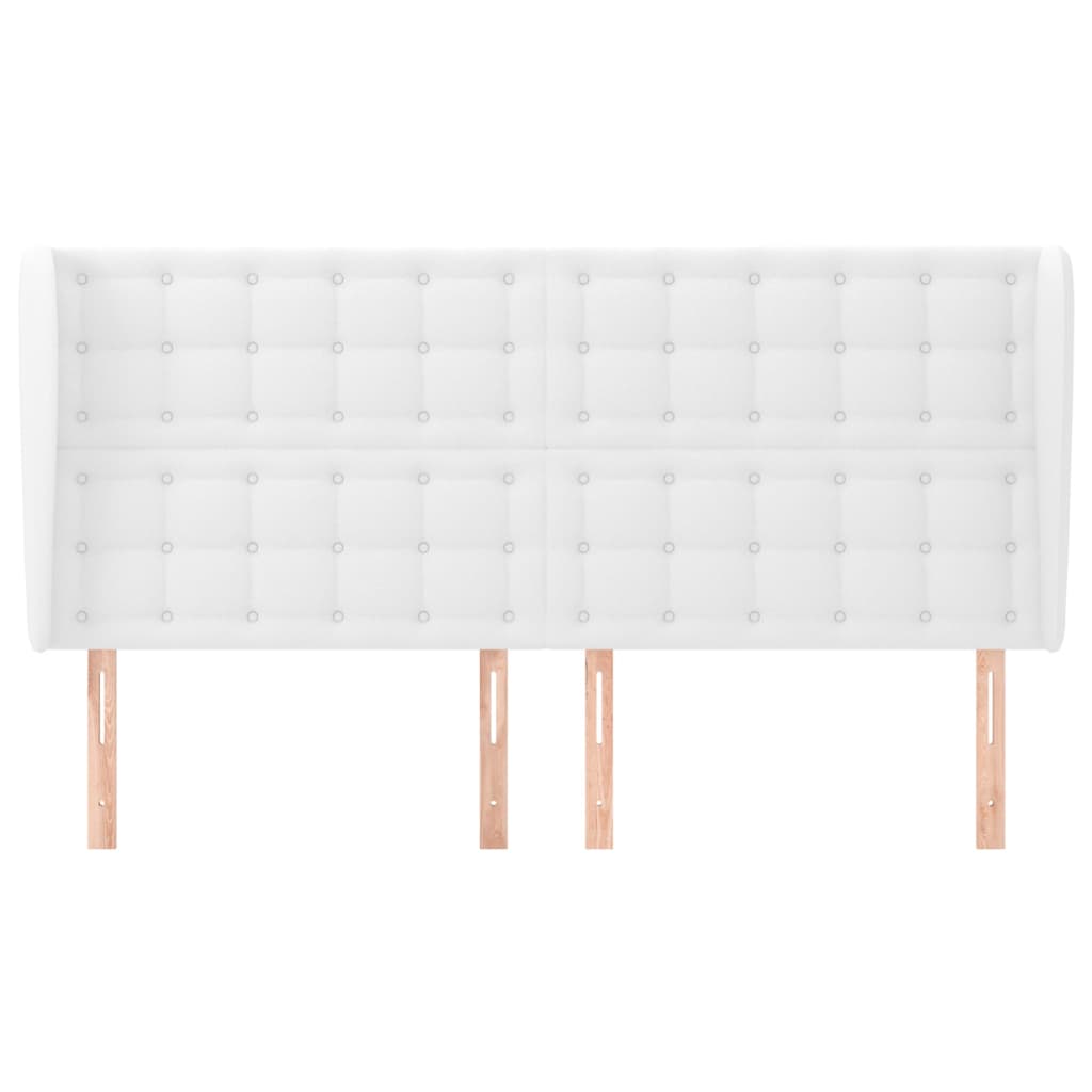Κεφαλάρι με Πτερύγια Λευκό 163x23x118/128 εκ. Συνθετικό Δέρμα