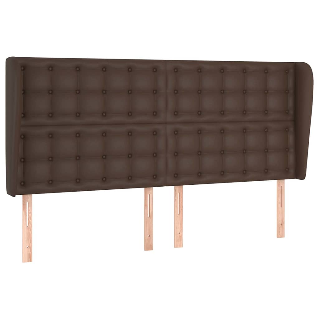 Κεφαλάρι με Πτερύγια Καφέ 163x23x118/128 εκ. Συνθετικό Δέρμα - Pakobazaar