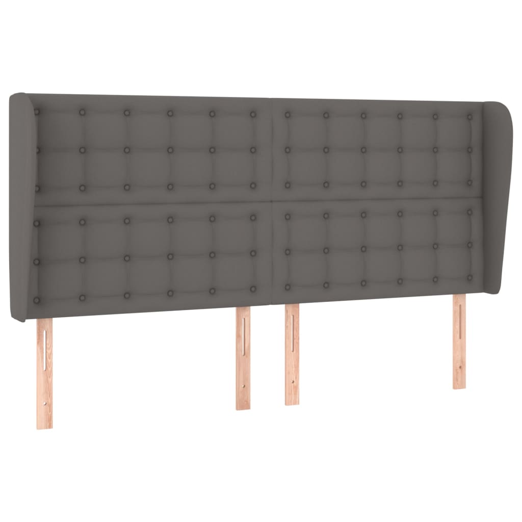 Κεφαλάρι με Πτερύγια Γκρι 163x23x118/128 εκ.Συνθετικό Δέρμα