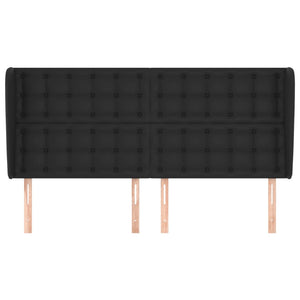 Κεφαλάρι με Πτερύγια Μαύρο 183x23x118/128 εκ.Συνθ. Δέρμα