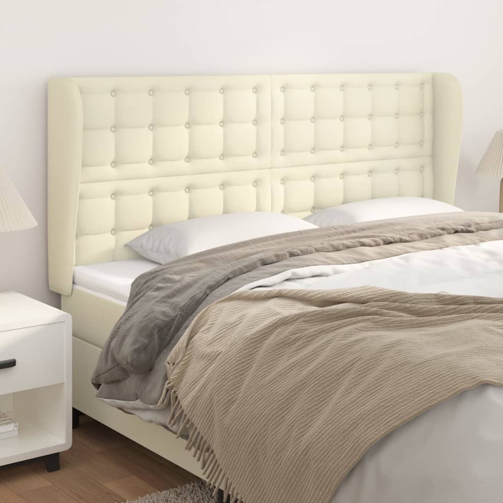 Κεφαλάρι με Πτερύγια Κρεμ 183x23x118/128 εκ. Συνθετικό Δέρμα - Pakobazaar