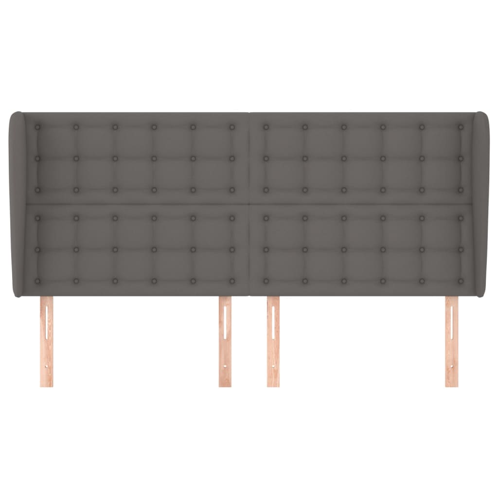 Κεφαλάρι με Πτερύγια Γκρι 183x23x118/128 εκ.Συνθετικό Δέρμα