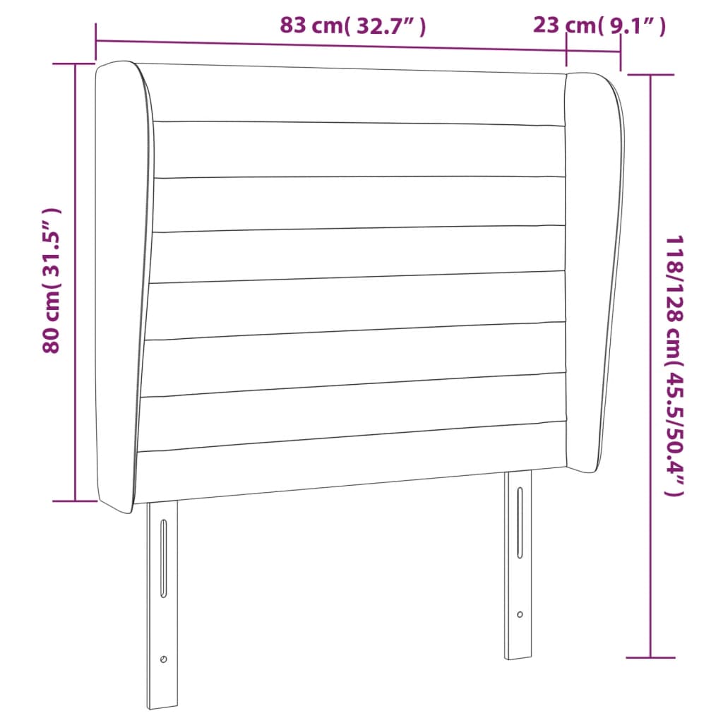 Κεφαλάρι με Πτερύγια Πράσινο 83x23x118/128 εκ. Υφασμάτινο - Pakobazaar