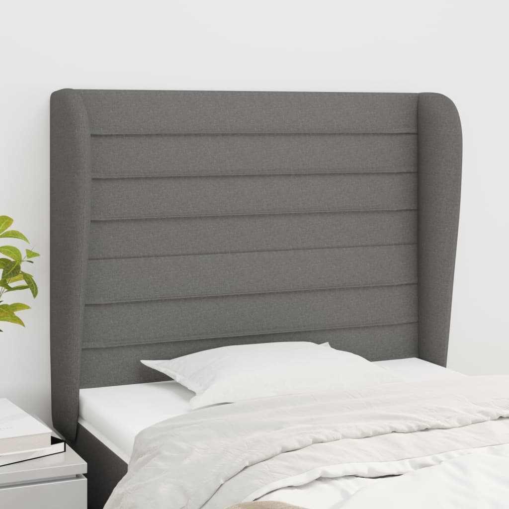 Κεφαλάρι με Πτερύγια Σκούρο Γκρι 93 x 23 x 118/128εκ.Υφασμάτινο - Pakobazaar