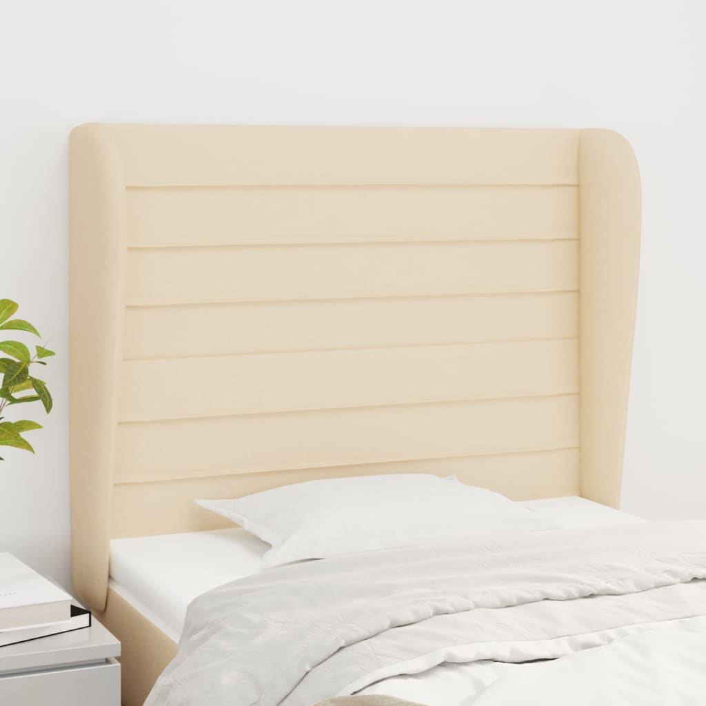 Κεφαλάρι με Πτερύγια Κρεμ 93 x 23 x 118/128 εκ. Υφασμάτινο