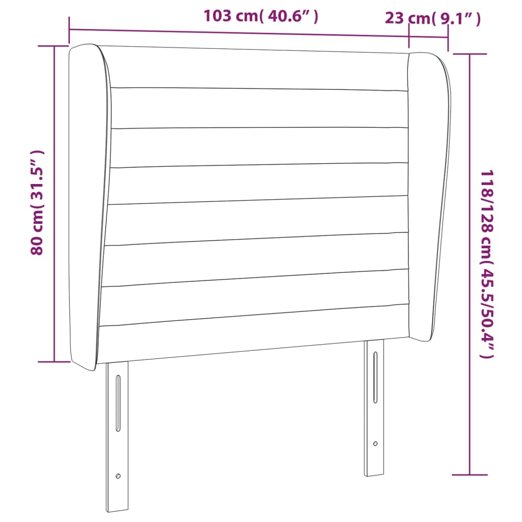 Κεφαλάρι με Πτερύγια Μπλε 103x23x118/128 εκ. Υφασμάτινο