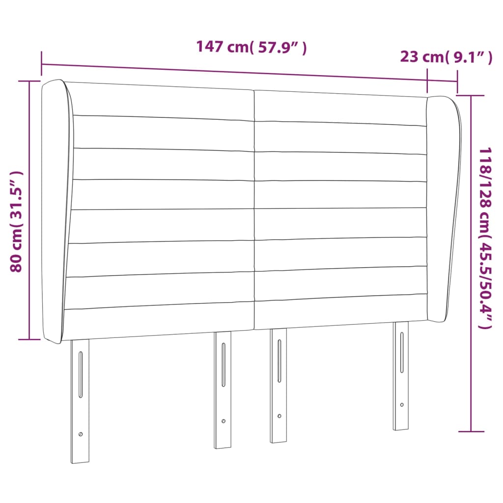 Κεφαλάρι με Πτερύγια Πράσινο 147x23x118/128 εκ. Υφασμάτινο