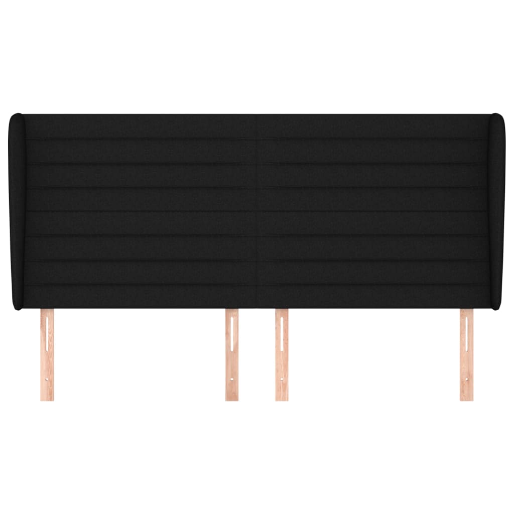 Κεφαλάρι με Πτερύγια Μαύρο 203x23x118/128 εκ. Υφασμάτινο