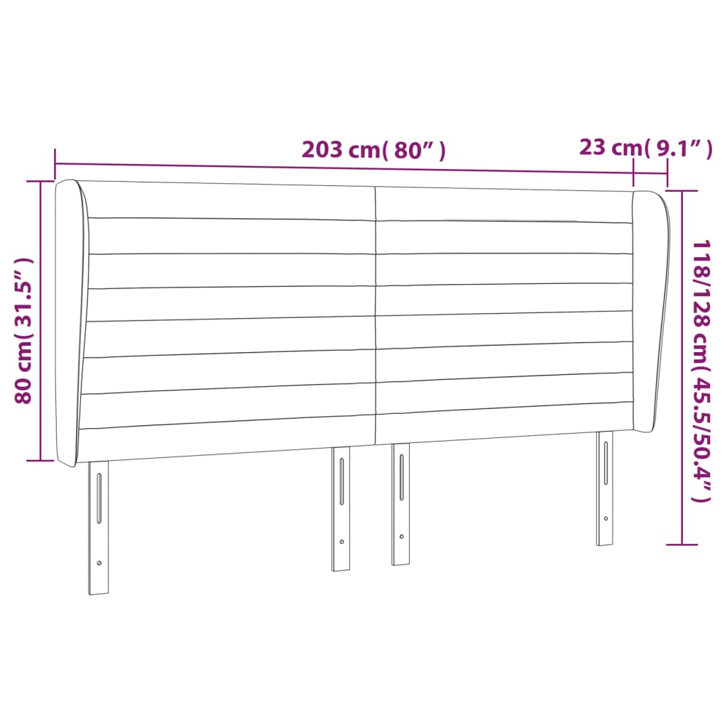 Κεφαλάρι με Πτερύγια Κρεμ 203x23x118/128 εκ. Υφασμάτινο