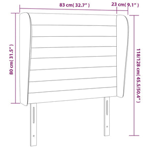 Κεφαλάρι με Πτερύγια Σκούρο Γκρι 83x23x118/128 εκ. Βελούδινο - Pakobazaar