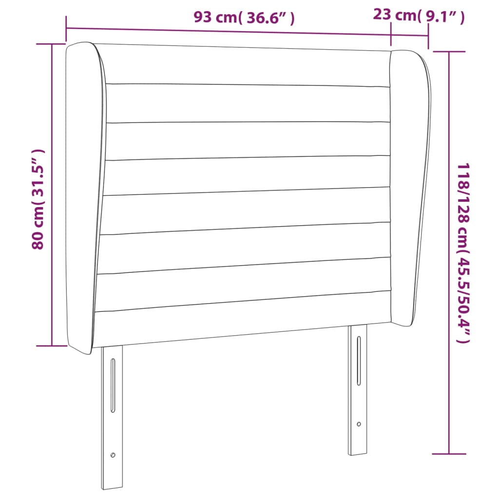 Κεφαλάρι με Πτερύγια Ροζ 93x23x118/128 εκ. Βελούδινο