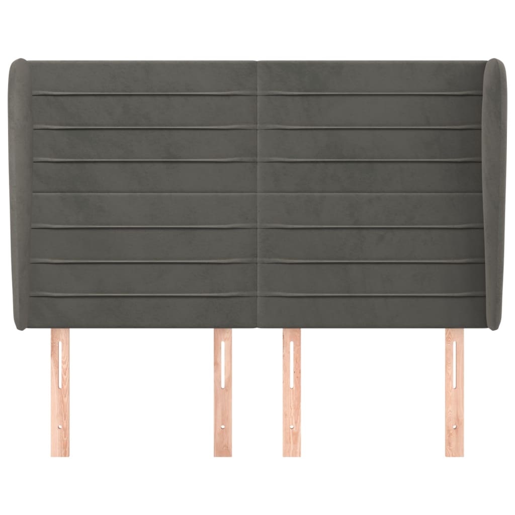 Κεφαλάρι με Πτερύγια Σκούρο Γκρι 147x23x118/128 εκ. Βελούδινο