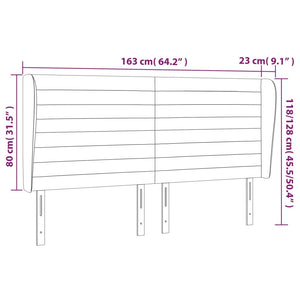 Κεφαλάρι με Πτερύγια Σκούρο Γκρι 163x23x118/128 εκ. Βελούδινο