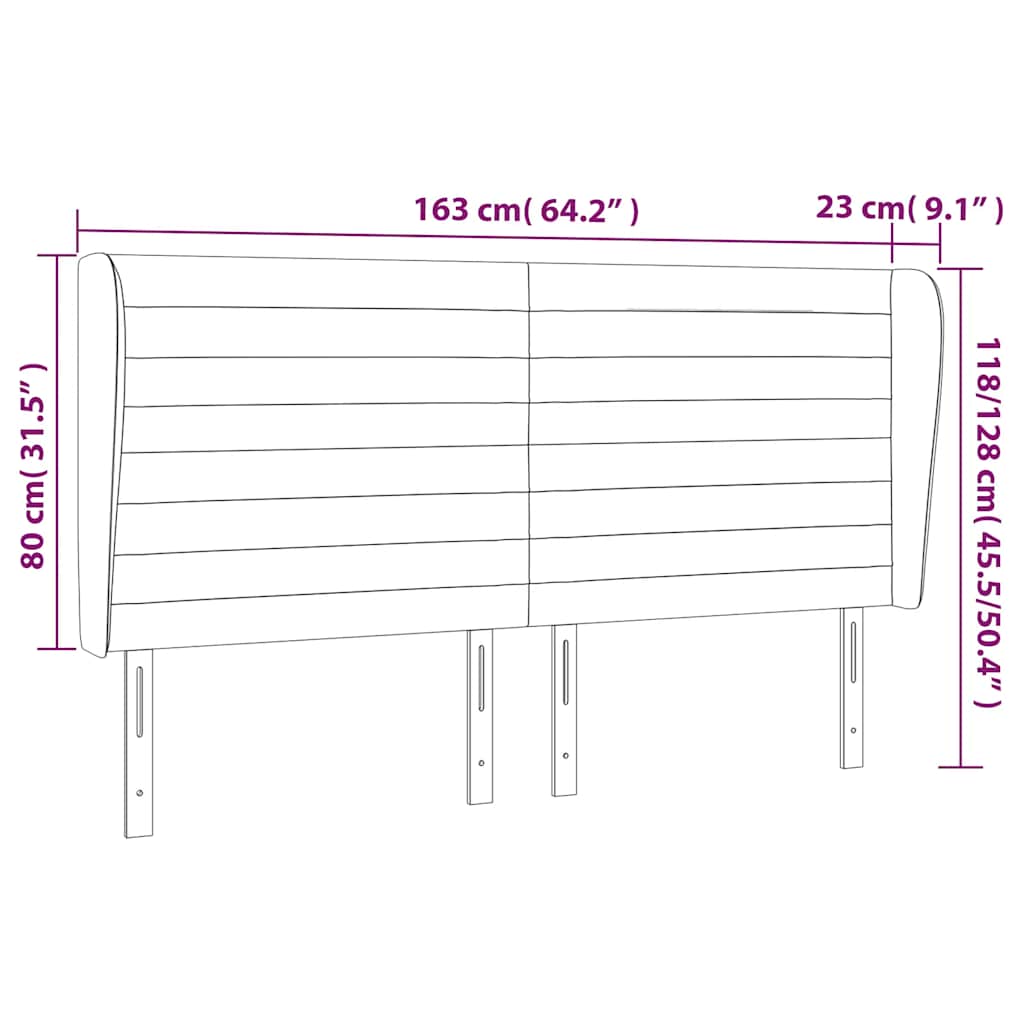 Κεφαλάρι με Πτερύγια Πράσινο 163x23x118/128 εκ. Βελούδινο - Pakobazaar