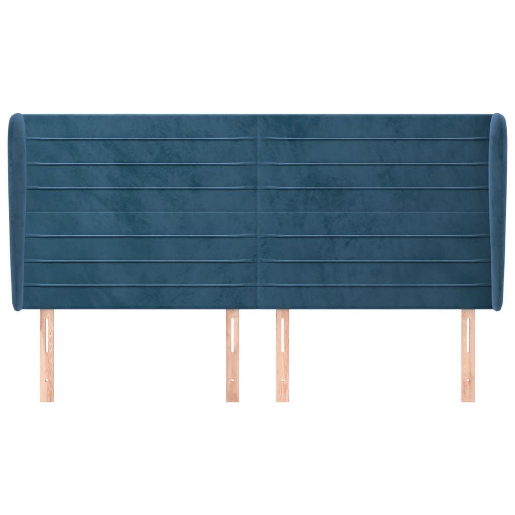 Κεφαλάρι με Πτερύγια Σκούρο Μπλε 163x23x118/128 εκ. Βελούδινο