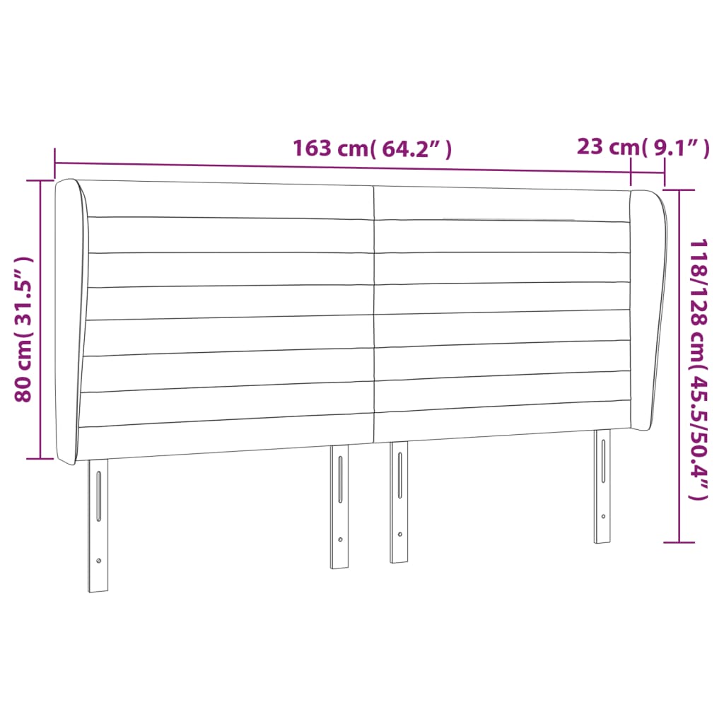 Κεφαλάρι με Πτερύγια Σκούρο Μπλε 163x23x118/128 εκ. Βελούδινο