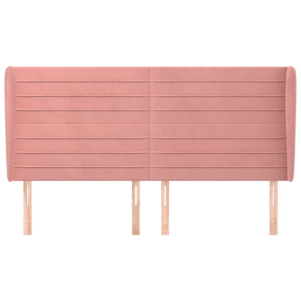 Κεφαλάρι με Πτερύγια Ροζ 163x23x118/128 εκ. Βελούδινο