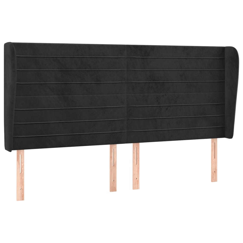 Κεφαλάρι με Πτερύγια Μαύρο 183x23x118/128 εκ. Βελούδινο