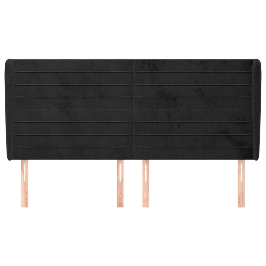 Κεφαλάρι με Πτερύγια Μαύρο 183x23x118/128 εκ. Βελούδινο