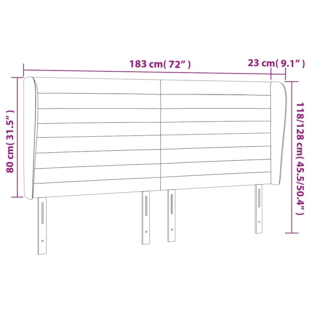 Κεφαλάρι με Πτερύγια Πράσινο 183x23x118/128 εκ. Βελούδινο