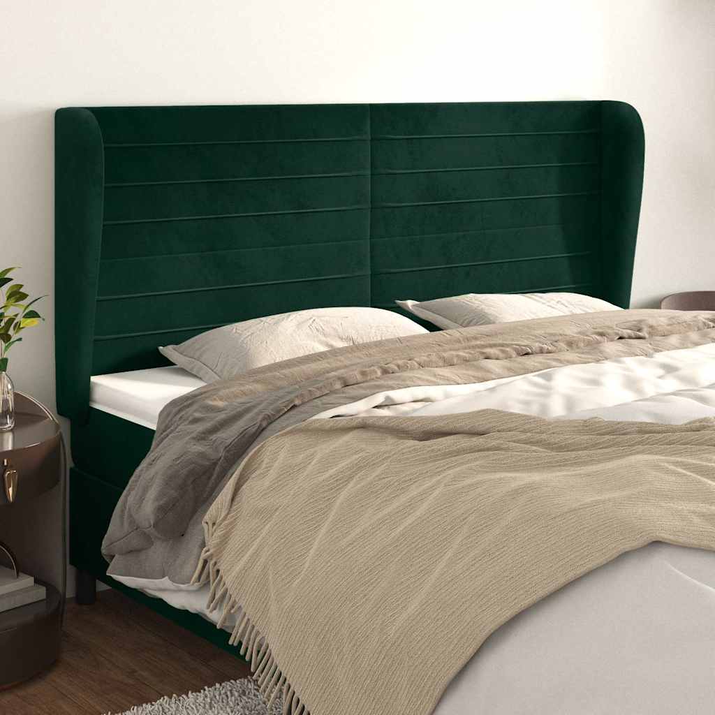 Κεφαλάρι με Πτερύγια Πράσινο 183x23x118/128 εκ. Βελούδινο