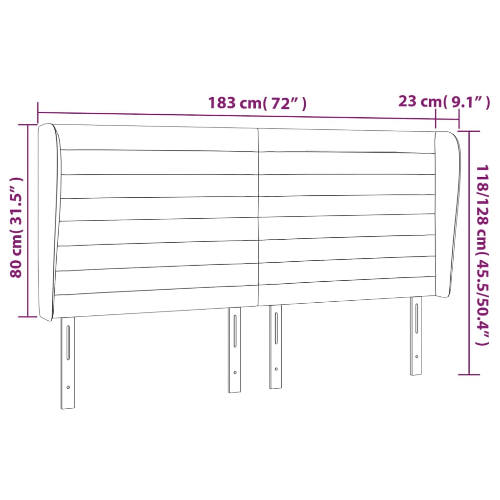 Κεφαλάρι με Πτερύγια Σκούρο Μπλε 183x23x118/128 εκ. Βελούδινο