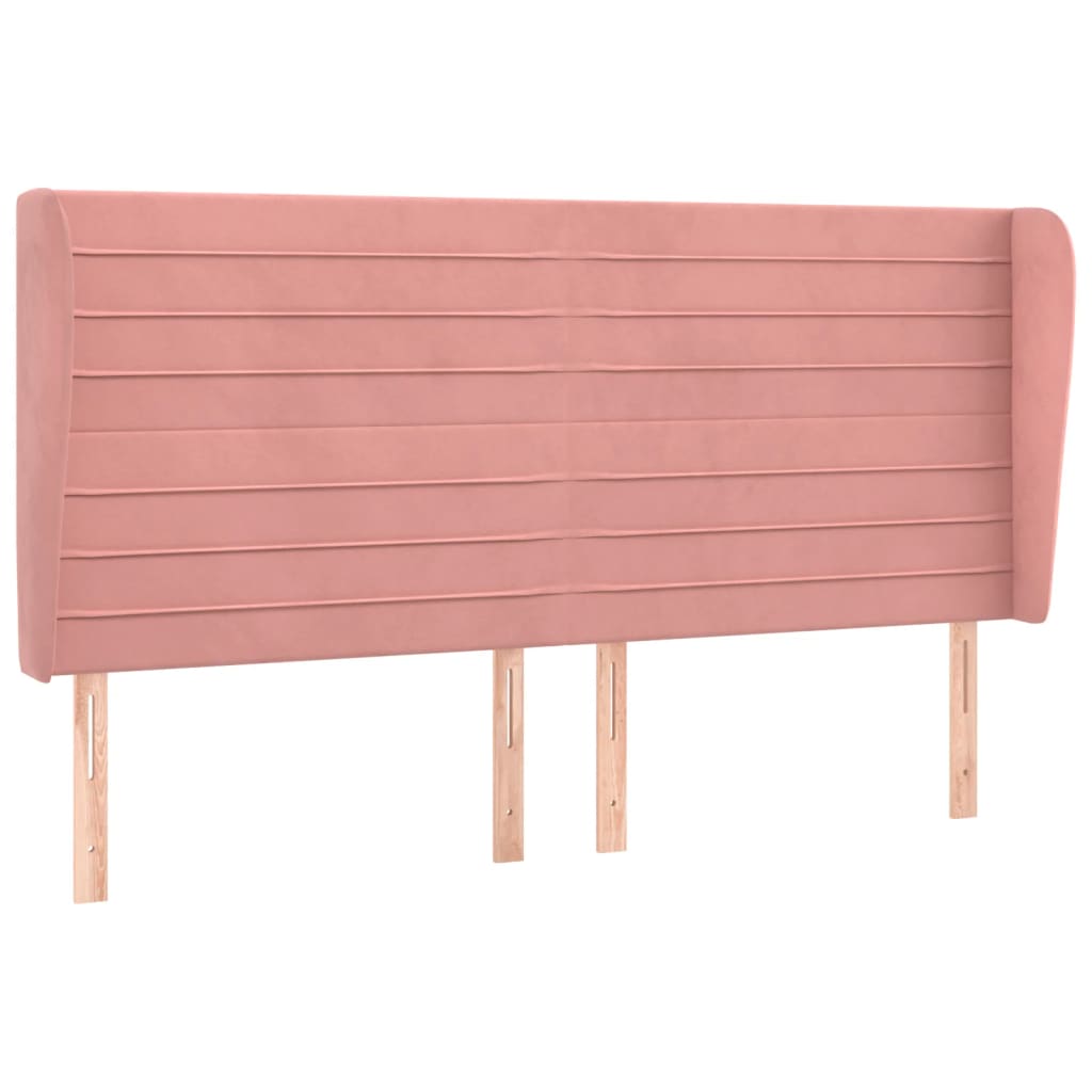 Κεφαλάρι με Πτερύγια Ροζ 183x23x118/128 εκ. Βελούδινο