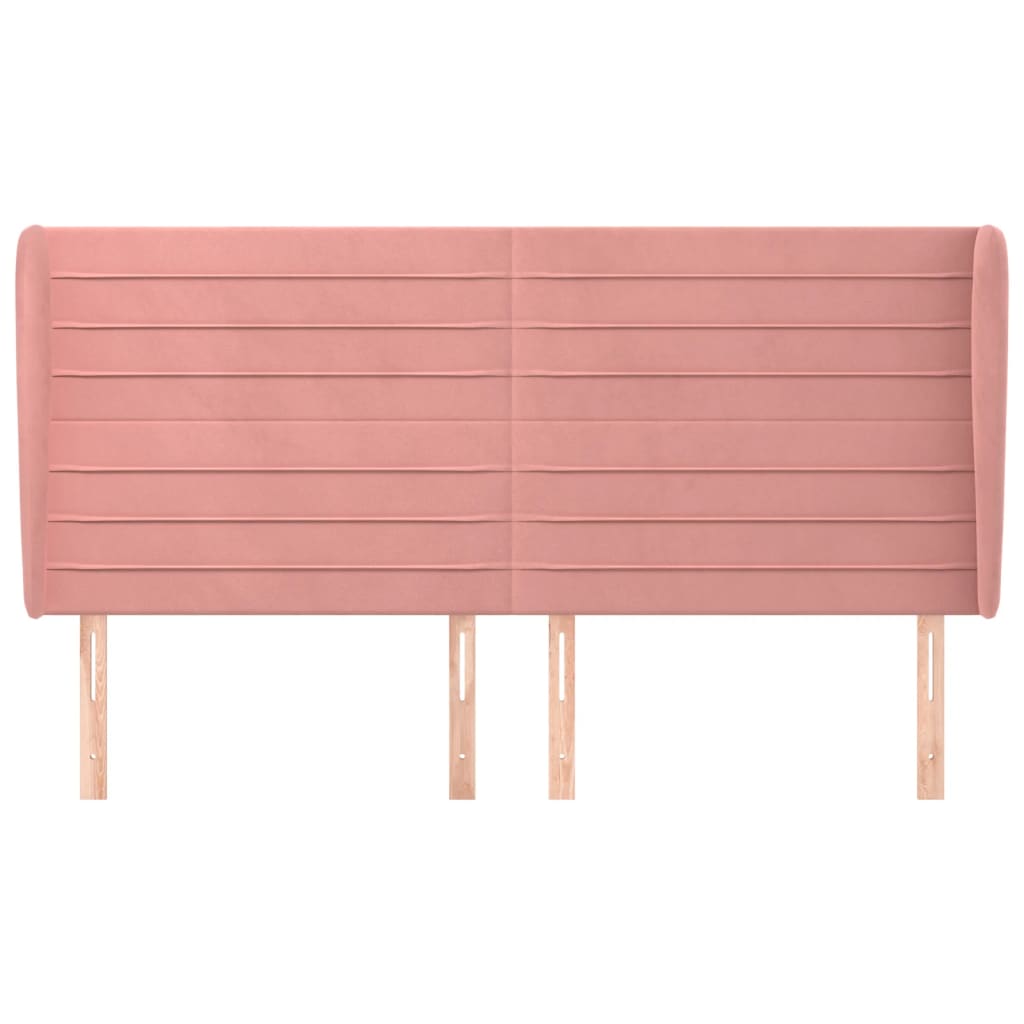 Κεφαλάρι με Πτερύγια Ροζ 183x23x118/128 εκ. Βελούδινο