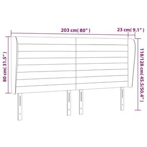 Κεφαλάρι με Πτερύγια Ανοιχτό Γκρι 203x23x118/128 εκ. Βελούδινο