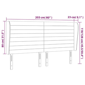 Κεφαλάρι με Πτερύγια Μαύρο 203x23x118/128 εκ. Βελούδινο