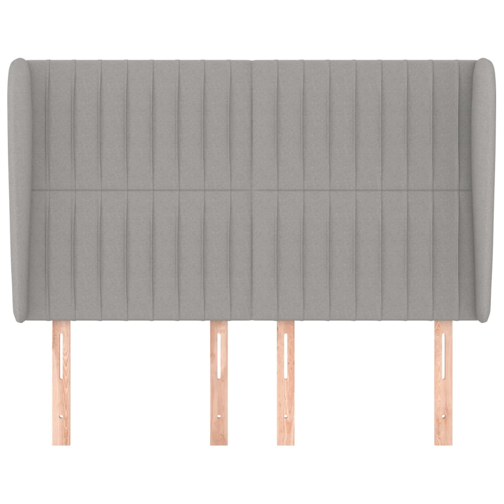 Κεφαλάρι με Πτερύγια Ανοιχτό Γκρι 147x23x118/128 εκ. Υφασμάτινο