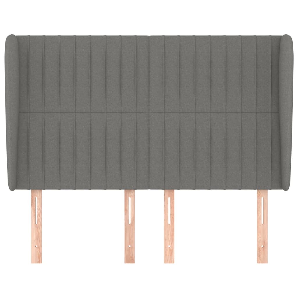 Κεφαλάρι με Πτερύγια Σκούρο Γκρι 147x23x118/128 εκ. Υφασμάτινο