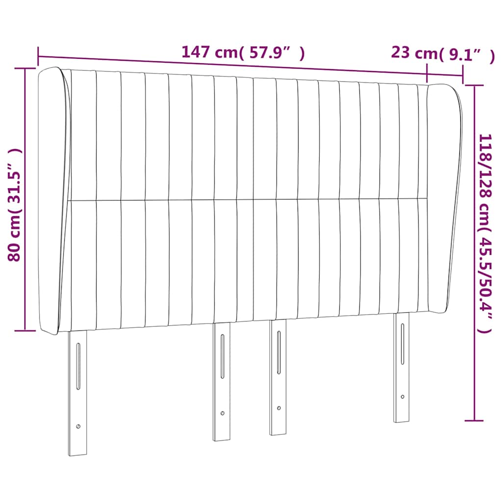 Κεφαλάρι με Πτερύγια Πράσινο 147x23x118/128 εκ. Υφασμάτινο