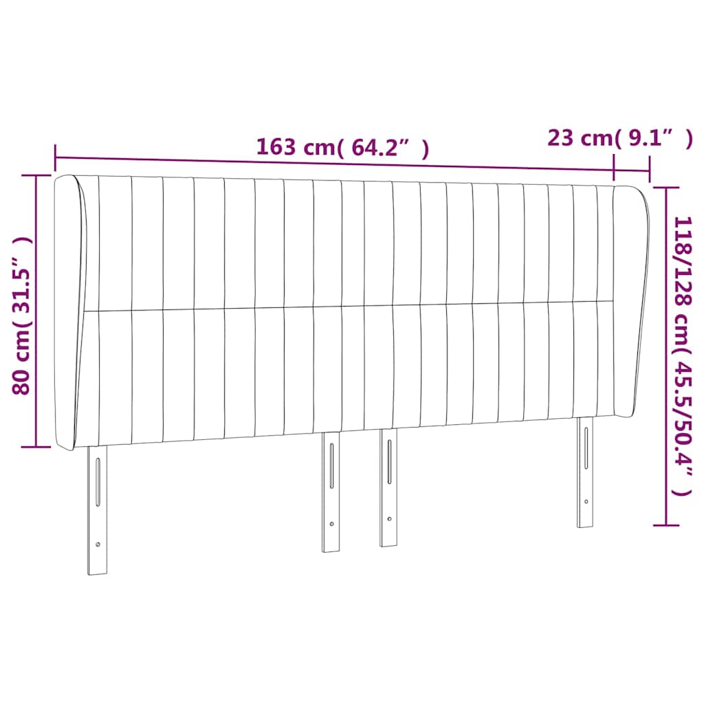 Κεφαλάρι με Πτερύγια Πράσινο 163x23x118/128 εκ. Υφασμάτινο - Pakobazaar