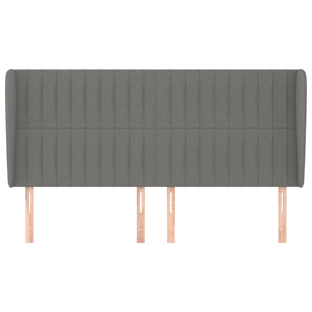 Κεφαλάρι με Πτερύγια Σκούρο Γκρι 183x23x118/128 εκ. Υφασμάτινο