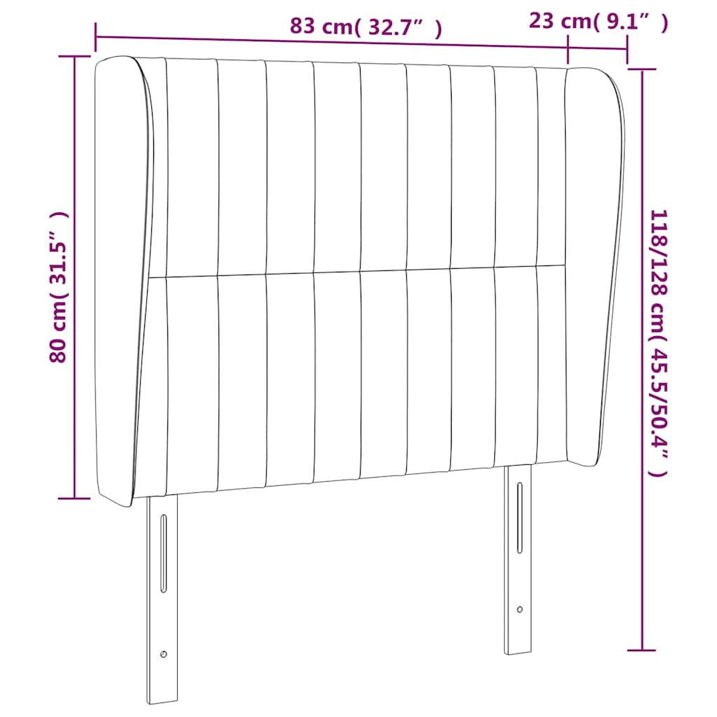 Κεφαλάρι με Πτερύγια Πράσινο 83x23x118/128 εκ. Βελούδινο - Pakobazaar