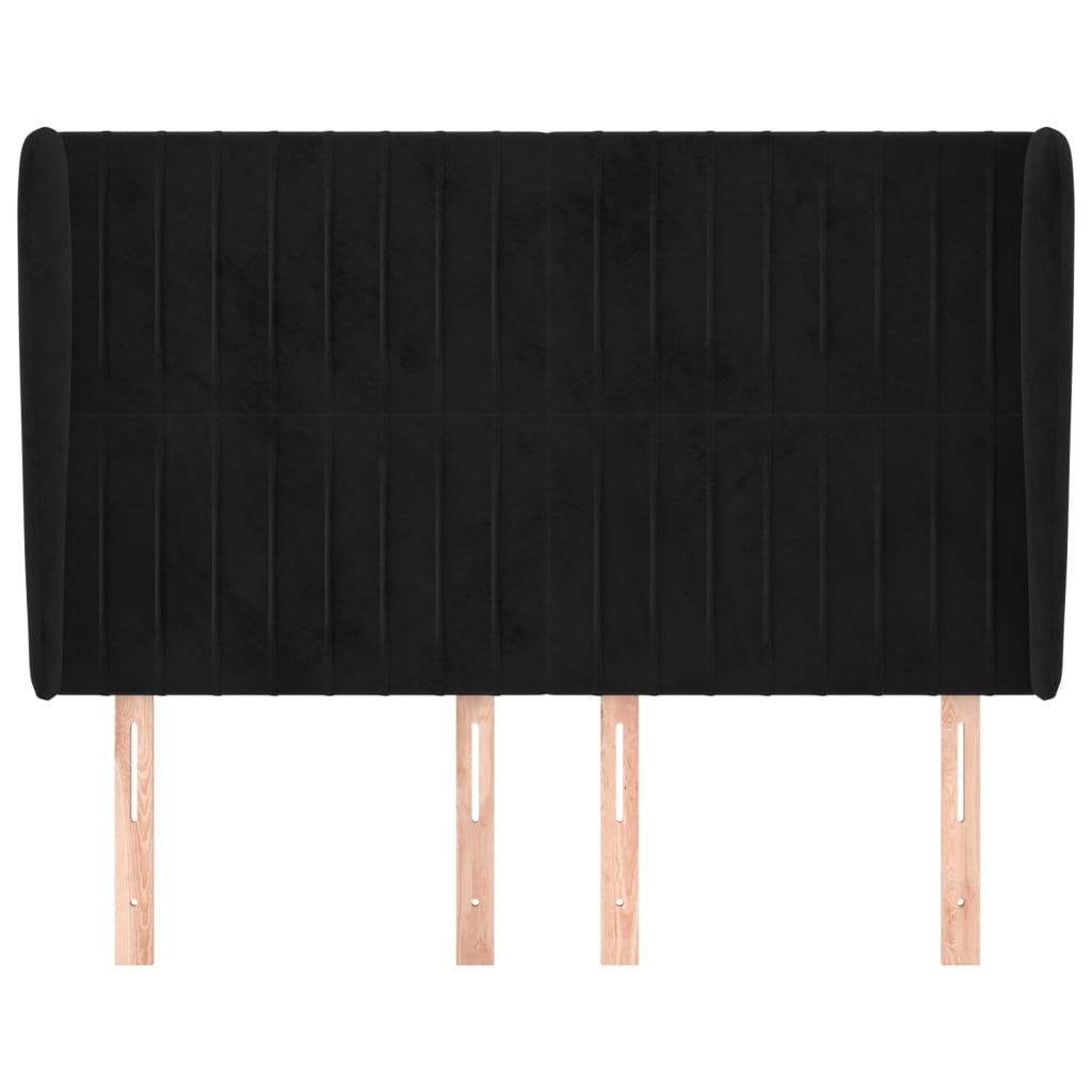 Κεφαλάρι με Πτερύγια Μαύρο 147x23x118/128 εκ. Βελούδινο