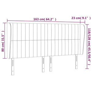 Κεφαλάρι με Πτερύγια Μαύρο 163x23x118/128 εκ. Βελούδινο